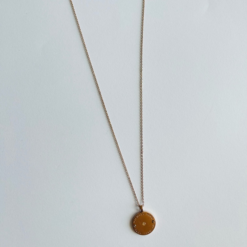 Micheal Kors Rose Gold Medallion Necklace